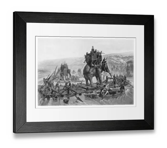 Framed Print : Hannibal crossing the Rhone engraving 1894 Framed Print : Hannibal crossing the Rhone engraving 1894