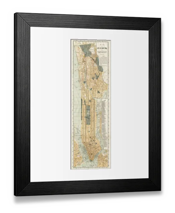 Framed Print : Map of New York City 1894 Framed Print : Map of New York City 1894