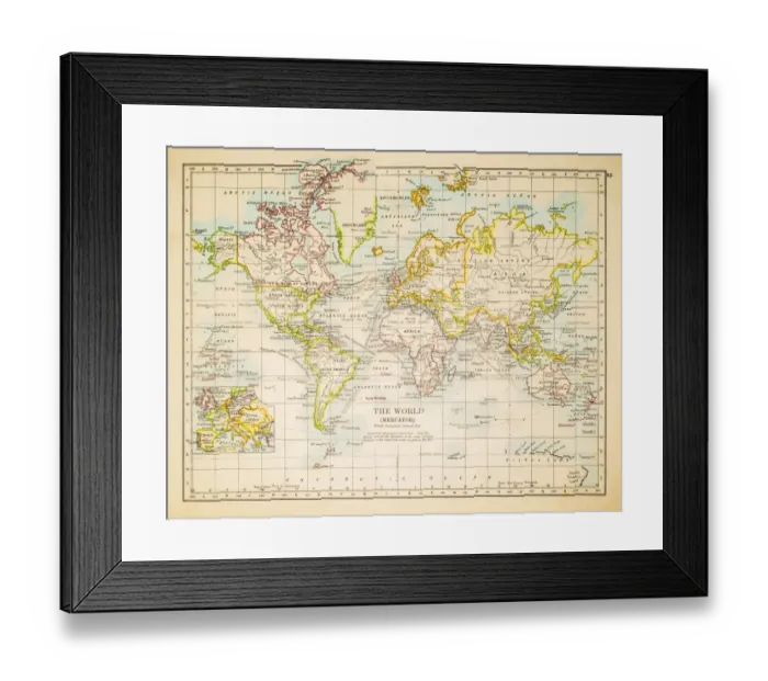 Framed Print : Map of the world 1897 Framed Print : Map of the world 1897