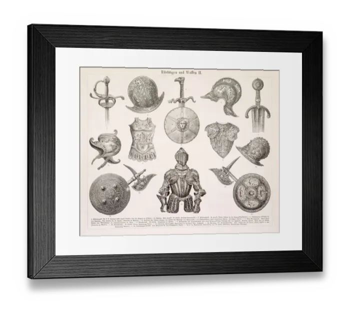 Framed Print : Armor and weapons engraving 1896 Framed Print : Armor and weapons engraving 1896