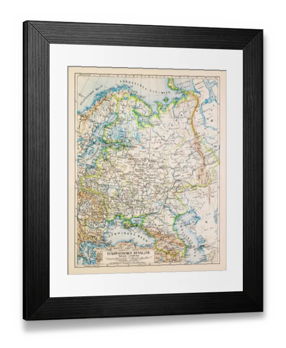 Framed Print : Map of European Russia 1896 Framed Print : Map of European Russia 1896