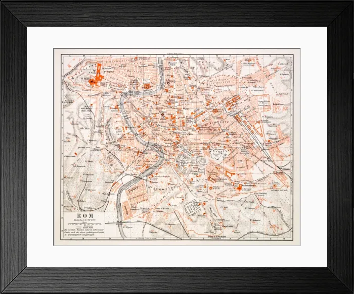 Framed Print : Map of Rome 1896 Framed Print : Map of Rome 1896