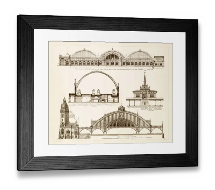 Framed Print : German main train stations 1895