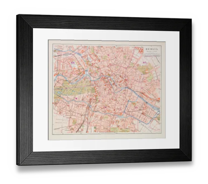 Framed Print : Map of Berlin 1895 Framed Print : Map of Berlin 1895