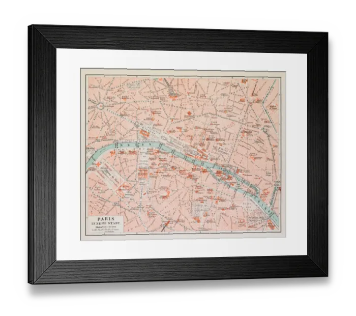 Framed Print : Map of Paris 1895 Framed Print : Map of Paris 1895