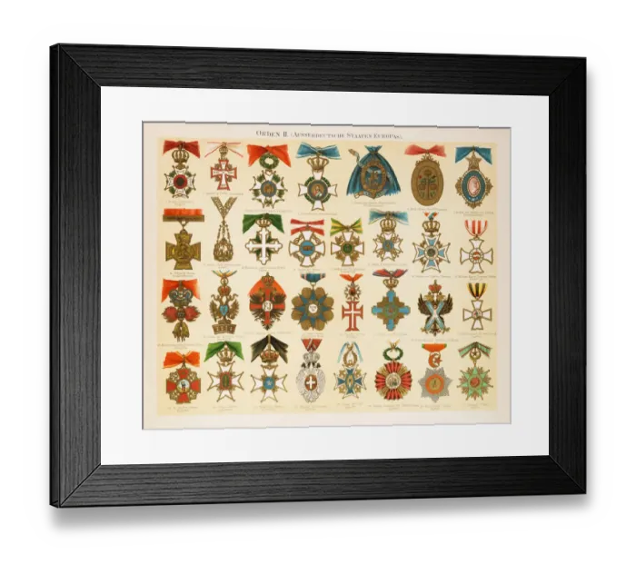Framed Print : Orders of Merit Chromolithograph 1895 Framed Print : Orders of Merit Chromolithograph 1895