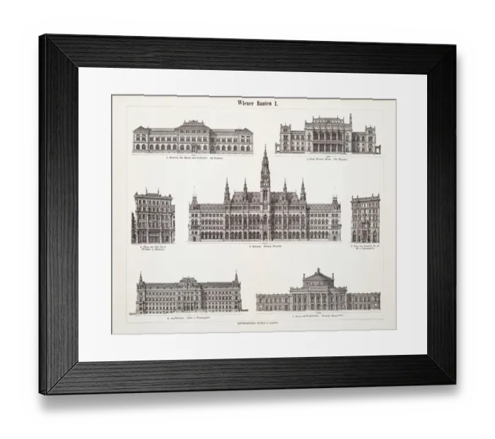 Framed Print : Antique Viennese buildings engraving 1897 Framed Print : Antique Viennese buildings engraving 1897