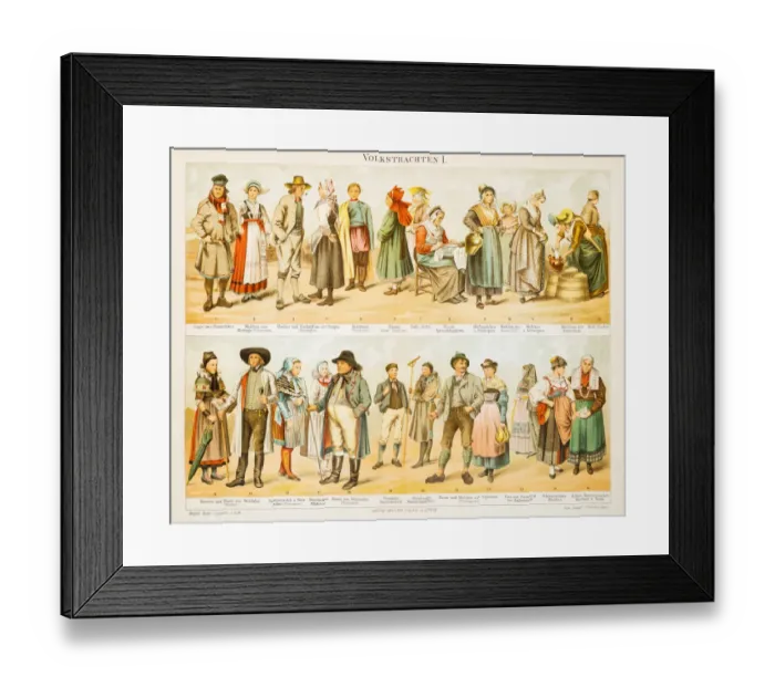 Framed Print : European Costumes lithograph 1897 Framed Print : European Costumes lithograph 1897