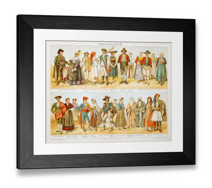 Framed Print : European Costumes lithograph 1897 Framed Print : European Costumes lithograph 1897