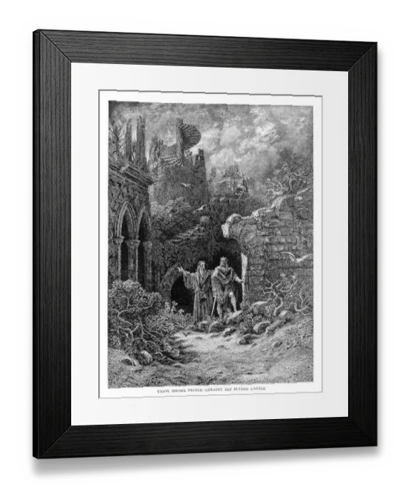 Framed Print : Yniol and Prince Gerain engraving Framed Print : Yniol and Prince Gerain engraving
