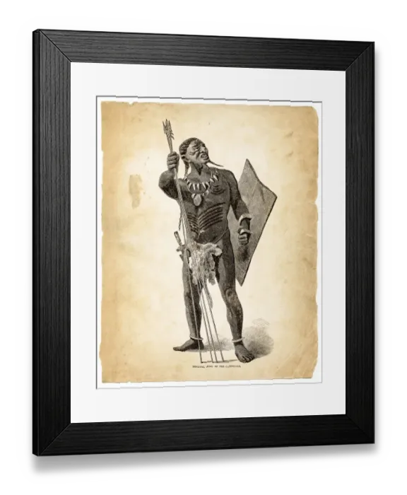 Framed Print : King of the cannibals engraving Framed Print : King of the cannibals engraving