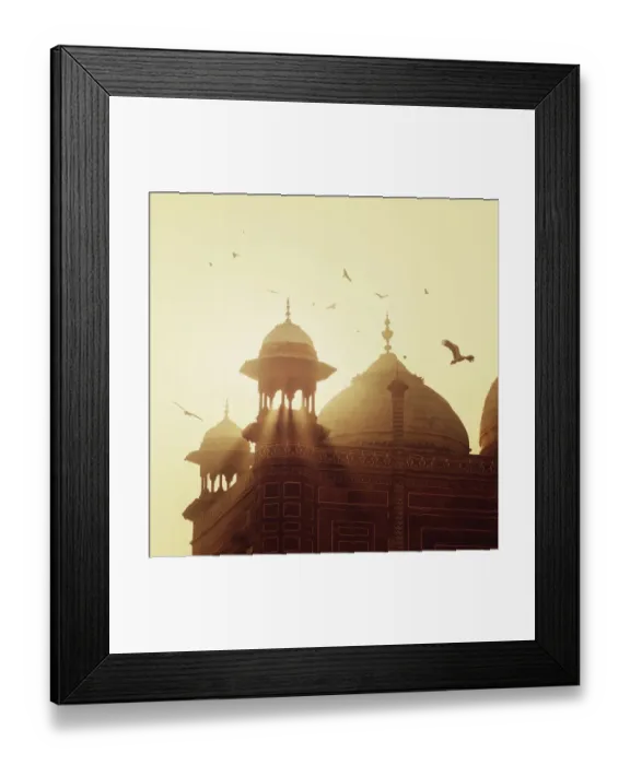 Framed Print : Taj Mahal. Detail of the Taj Mahal Mosque, sunlight thru one of the minarets Framed Print : Taj Mahal. Detail of the Taj Mahal Mosque, sunlight thru one of the minarets