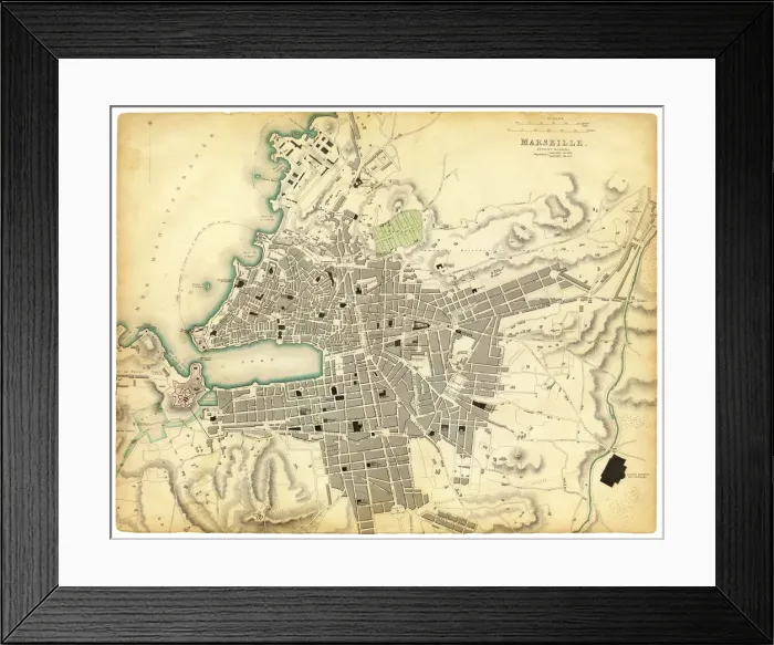 Framed Print : Map of Marseille 1840 Framed Print : Map of Marseille 1840
