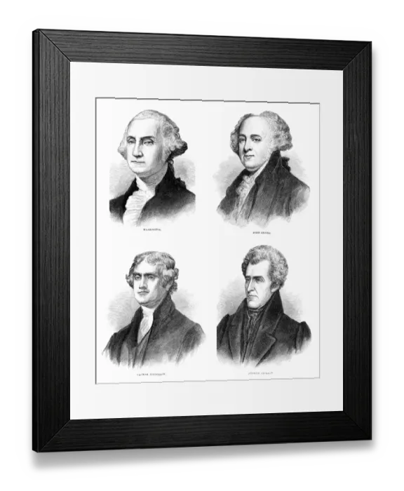 Framed Print : United States presidents engraving