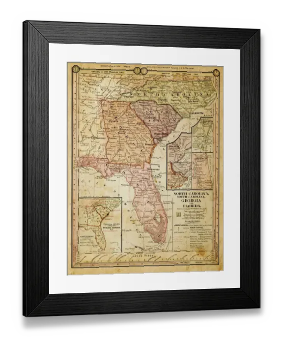 Framed Print : usa - southern states 1884 Framed Print : usa - southern states 1884
