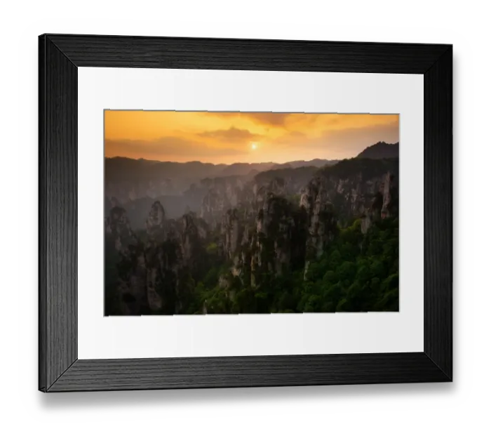 Framed Print : The sunset view of Zhangjiajie National Forest Park, Hunan, China