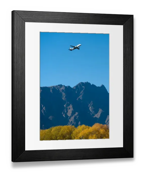 Framed Print : Airplane and Mountain range in Autumn Season Framed Print : Airplane and Mountain range in Autumn Season