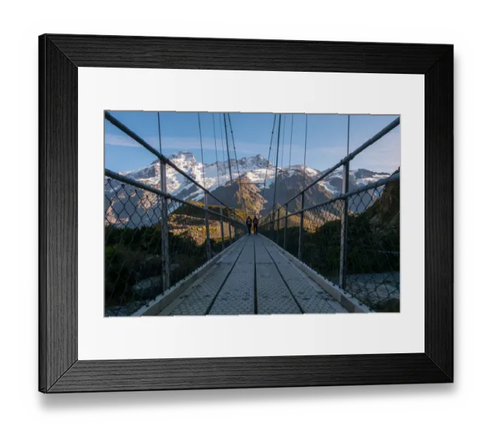 Framed Print : Rope bridge at Hooker valley track