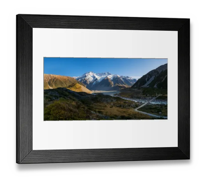 Framed Print : Panorama of Mueller glacier in The Hooker valley, Aoraki / Mount Cook National Park Framed Print : Panorama of Mueller glacier in The Hooker valley, Aoraki / Mount Cook National Park