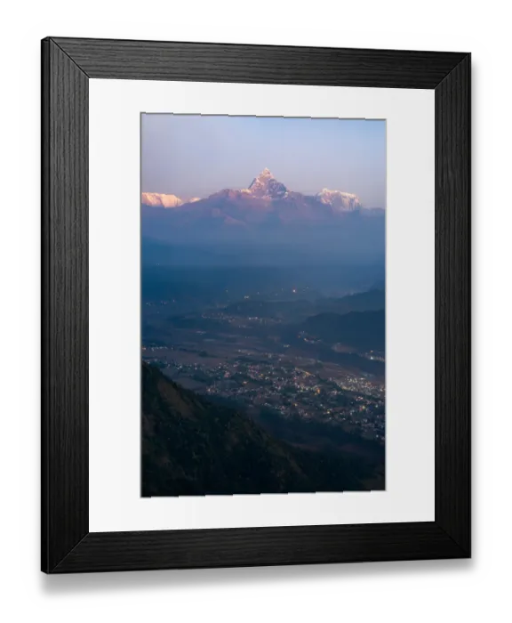 Framed Print : View of the Himalayas from Sarangkot, Pokhara, Nepal