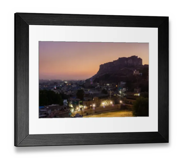 Framed Print : Mehrangarh fort after sunset, Jodhpur, Rajasthan, India