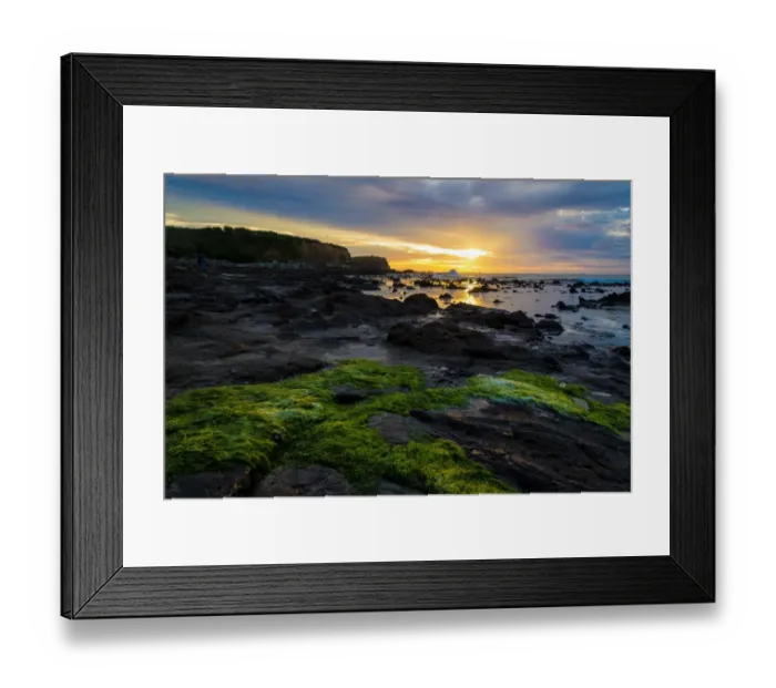 Framed Print : Landscape of Curio Bay with sunrise