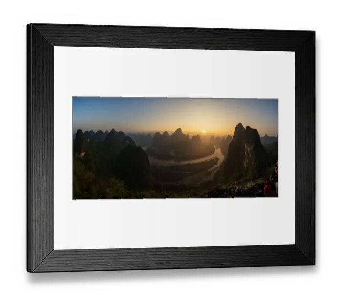 Framed Print : Panorama of Karst Mountain Range and Li River in Guilin, China Framed Print : Panorama of Karst Mountain Range and Li River in Guilin, China