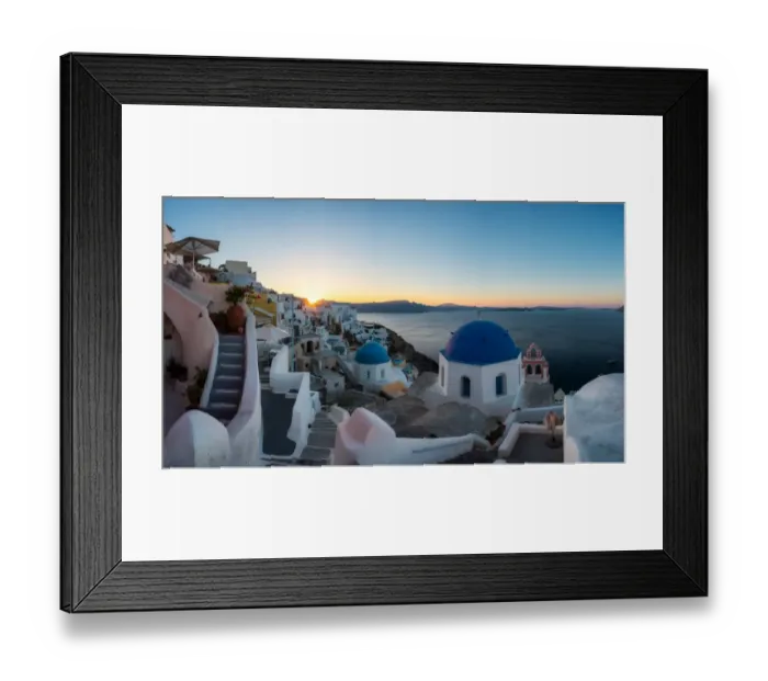 Framed Print : Village of Oia at sunrise, Santorini, Greece