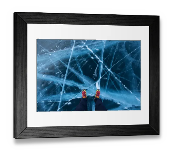 Framed Print : Feet on the frozen Bailkal lake Framed Print : Feet on the frozen Bailkal lake