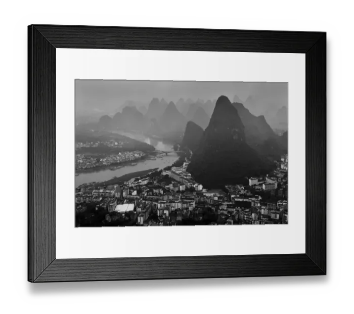 Framed Print : Yangshuo in black and white tone Framed Print : Yangshuo in black and white tone