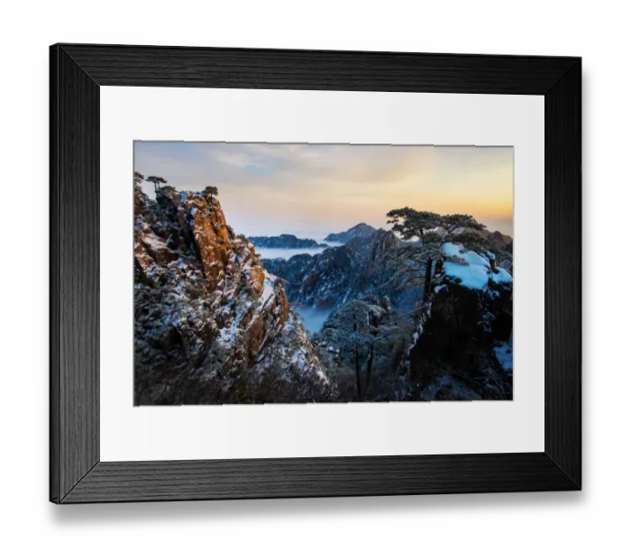 Framed Print : Huangshan Mountain in winter season