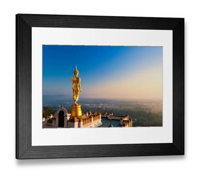 Framed Print : The golden standing buddha statue in Nan, Thailand