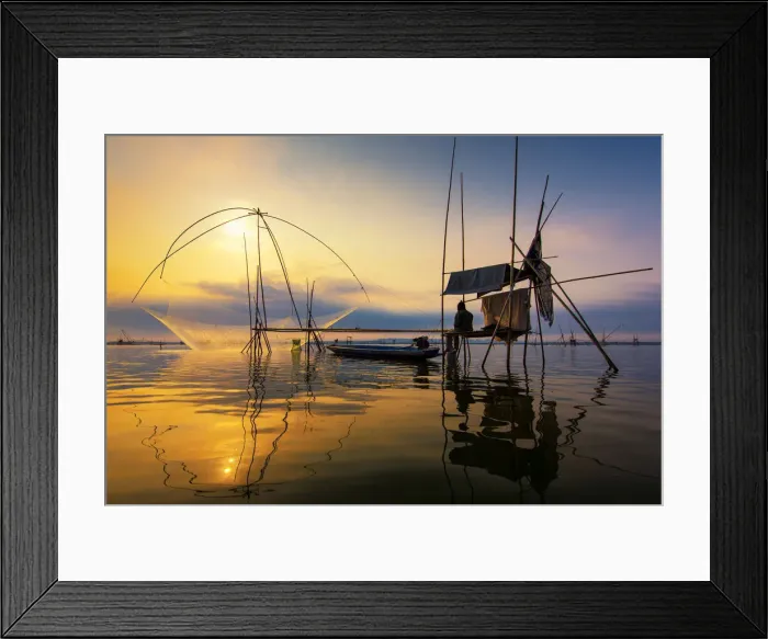 Framed Print : The traditional fishing in Huai Luang Reservoir Framed Print : The traditional fishing in Huai Luang Reservoir