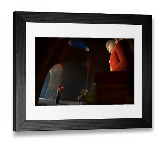 Framed Print : Old buddha statue in Bagan pagoda