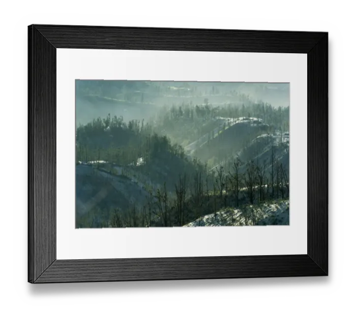 Framed Print : Foggy morning landscape near Mount Bromo Framed Print : Foggy morning landscape near Mount Bromo