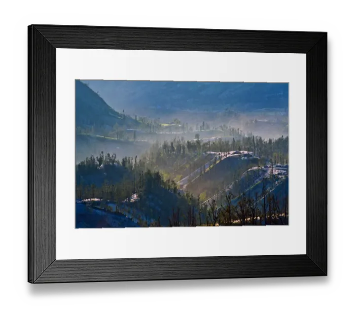 Framed Print : Foggy morning landscape near Mount Bromo Framed Print : Foggy morning landscape near Mount Bromo