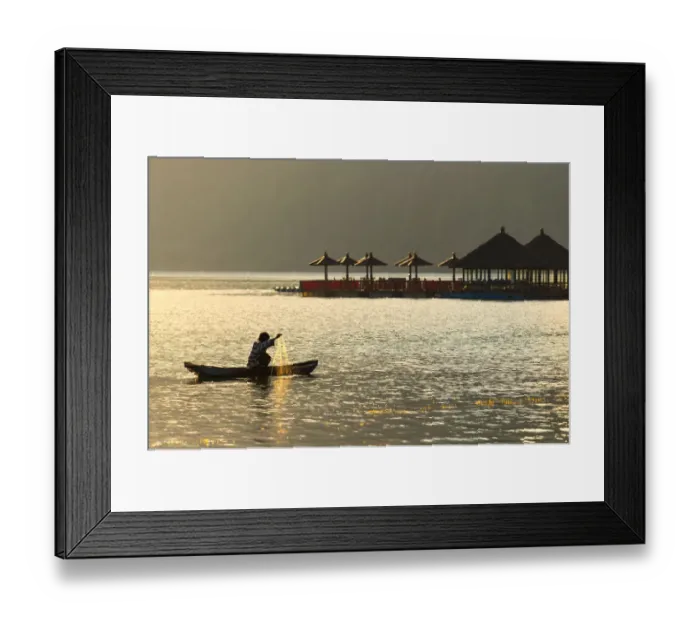 Framed Print : A fisherman on lake Batur, Bali, Indonesia Framed Print : A fisherman on lake Batur, Bali, Indonesia