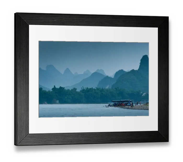 Framed Print : Bamboo rafting on Li river, China Framed Print : Bamboo rafting on Li river, China