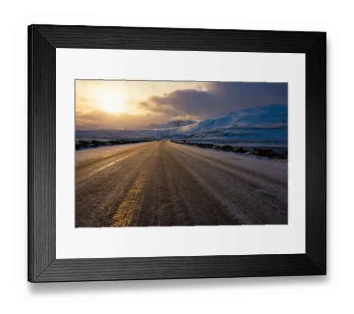 Framed Print : The frozen road in the west of Iceland Framed Print : The frozen road in the west of Iceland