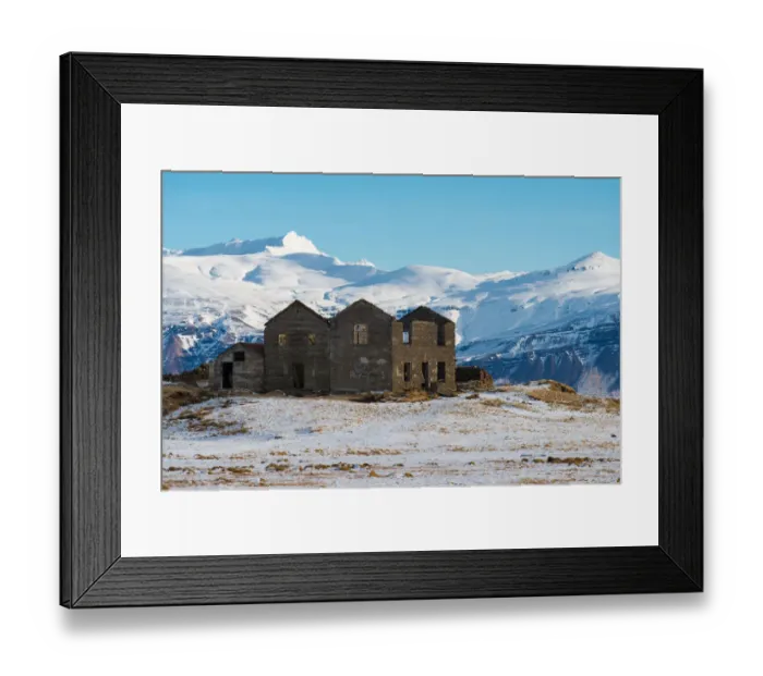 Framed Print : Abandoned house with the snowy mountain Framed Print : Abandoned house with the snowy mountain