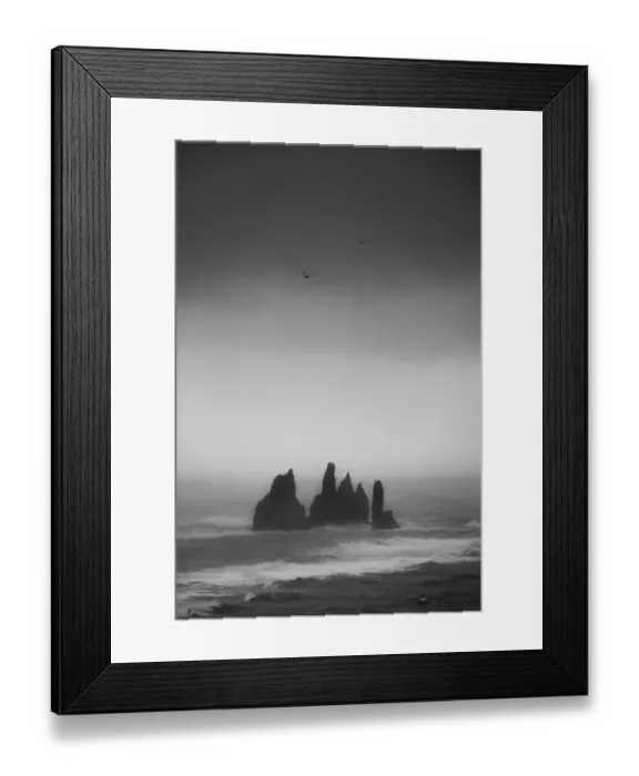 Framed Print : The unique rocks of Vik in black and white tone Framed Print : The unique rocks of Vik in black and white tone