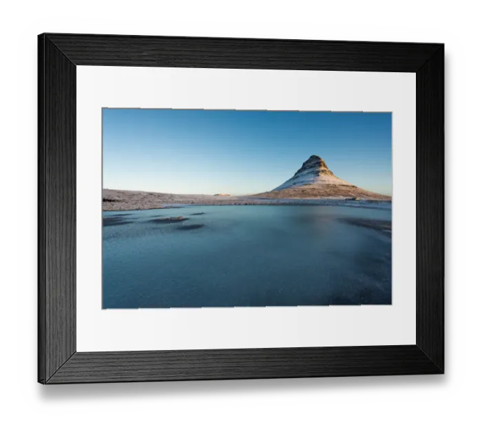 Framed Print : The frozen lake and Mt. Kirkjufell, Iceland Framed Print : The frozen lake and Mt. Kirkjufell, Iceland