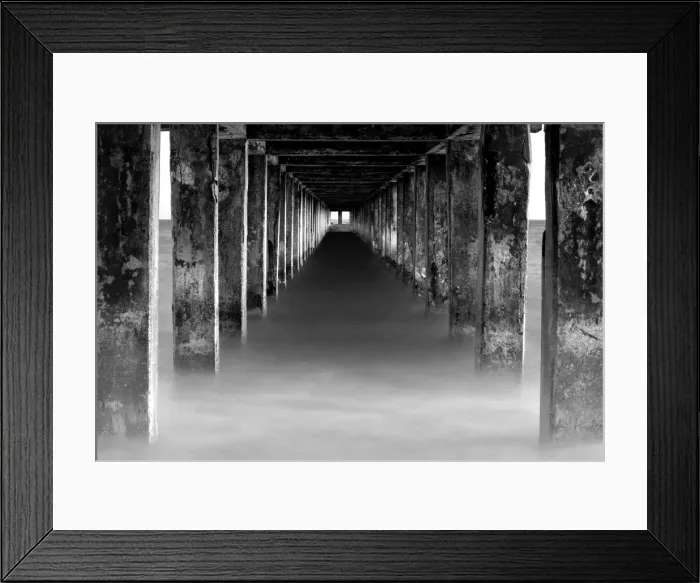 Framed Print : Poles of pier in black and white tone Framed Print : Poles of pier in black and white tone