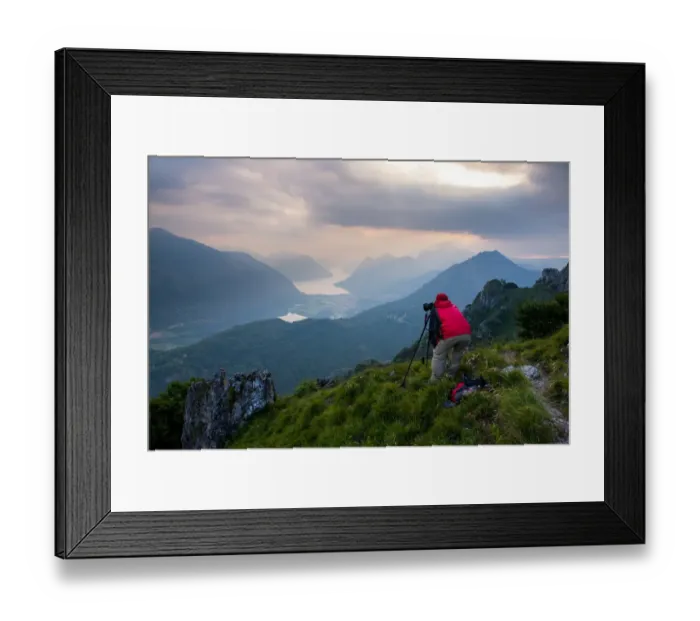 Framed Print : Scenic view of Lake Lugano and Lake Piano