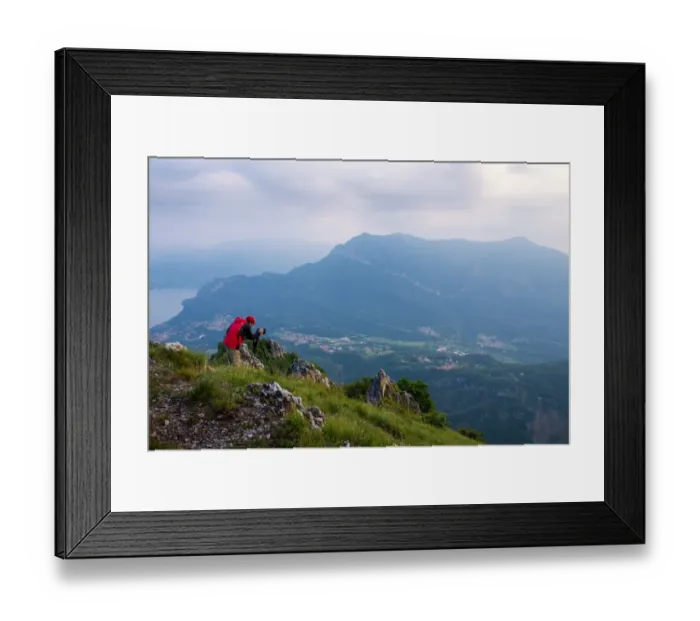 Framed Print : A photographer at the view point of mountain Grona Framed Print : A photographer at the view point of mountain Grona