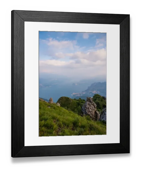 Framed Print : Lake como view from Pizzo Coppa on mountain Grona