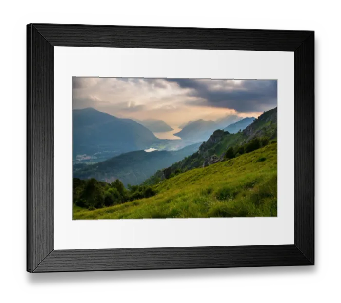 Framed Print : Scenic view of Lake Lugano and Lake Piano