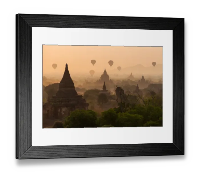 Framed Print : Bagan with the balloons, Myanmar