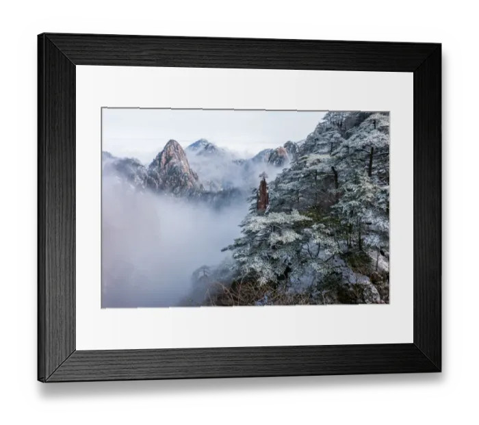 Framed Print : Huangshan mountain in winter season Framed Print : Huangshan mountain in winter season