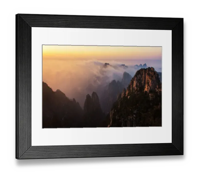 Framed Print : Huangshan mountain in sunset time Framed Print : Huangshan mountain in sunset time